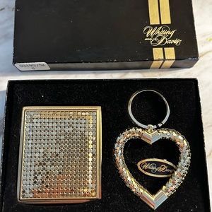 Vintage Whiting and Davis Compact and Key Chain Set in Original Box